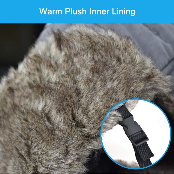 Mens Winter Trapper Hat Ear flaps Mask Warm Faux Fur Hunting Trooper Black Cap - Picture 5 of 6